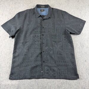 Quiksilver Waterman Dress Shirt Size 2XL Mens Dark Gray Short Sleeve Hawaiian